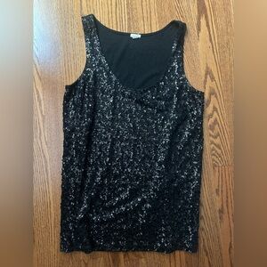 J Crew Sequin Black Sleeveless Top